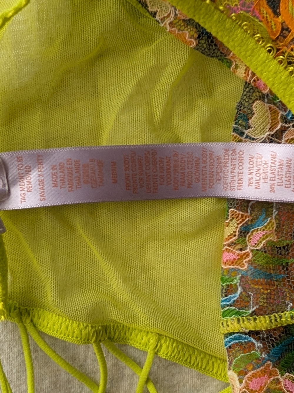 Savage X Fenty Neon Yellow Floral Lace Underwire Bra & Bikini Set - Picture 7 of 9